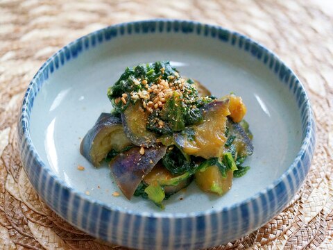 若ごぼうの葉と茄子の味噌炒め